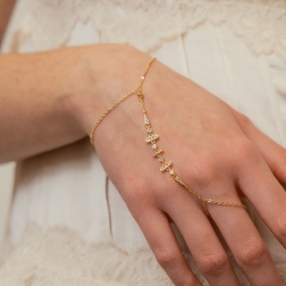 Women's Boho Bracelet-Ring Shine Aria CPU425D Anartxy 316L Steel - IP Gold Plating And White Zircons